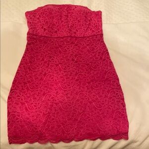 Diane Von Furstenberg Elegant Pink Lace Strapless Dress